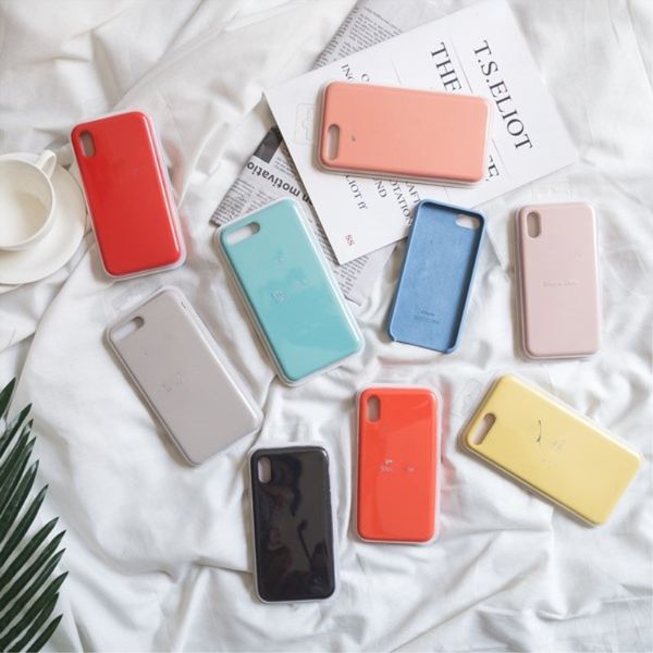 

Original quality ilicone ca e 5 8 inche 6 1 6 5 inche phone for iphone xr x max x 6 7 8 plu official phone cover with logo packing box