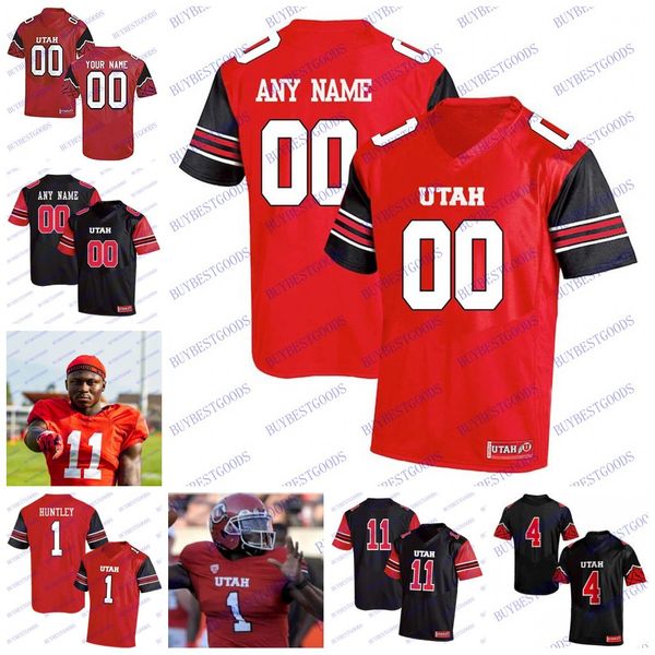 

custom utah utes #1 tyler huntley 11 alex smith 2 zack moss 8 siaosi mariner 80 brant kuithe fotheringham ncaa college football jerseys, Black;red