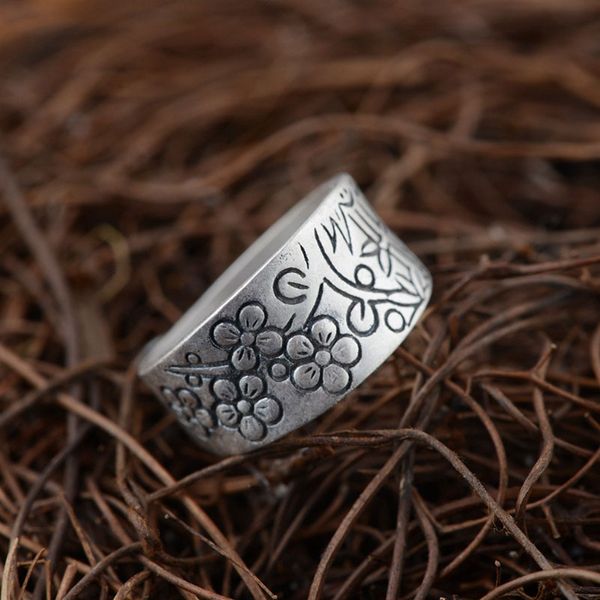 

fnj 925 sier flower ring original s925 sterling thai sier rings for women jewelry usa size 5.5-8, Golden;silver