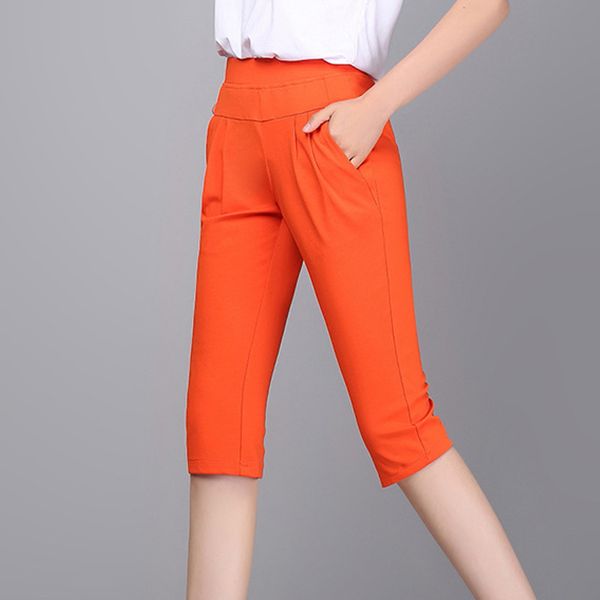 

plus size s-4xl harem pants women solid stretch calf length summer pencil pants casual capris trousers 2016 a313, Black;white
