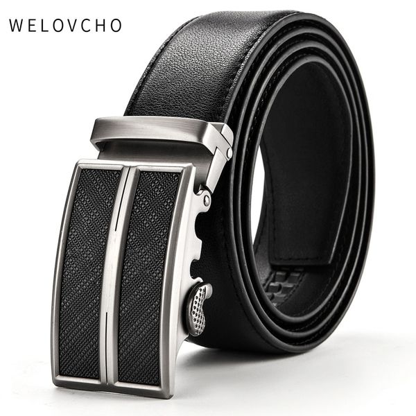

welovcho black 35mm cowhide genuine leather belt for men male brand ratchet automatic luxury belts, Black;brown
