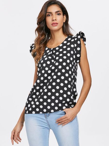 

kenancy polka dot chiffon blouse, White