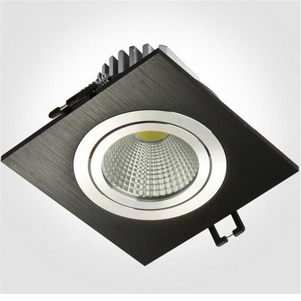 

silver-white-black shell 10w 15w dimmable led downlights square tiltable fixture cabinet recessed ceiling down lights lamp