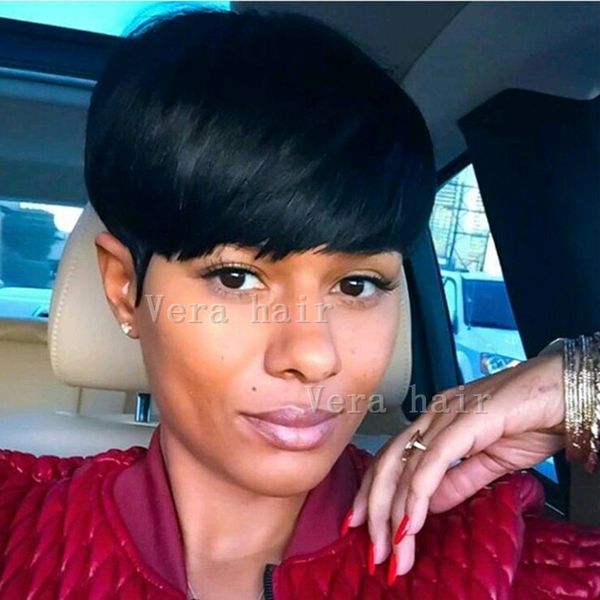 Short Wigs Rihanna Pixie Cut Short Hair Style Cuts Machine Made