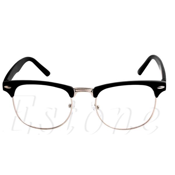 

metal half frame glasses frame retro woman men clear lens computer eyeglass eyewear accessories, Silver