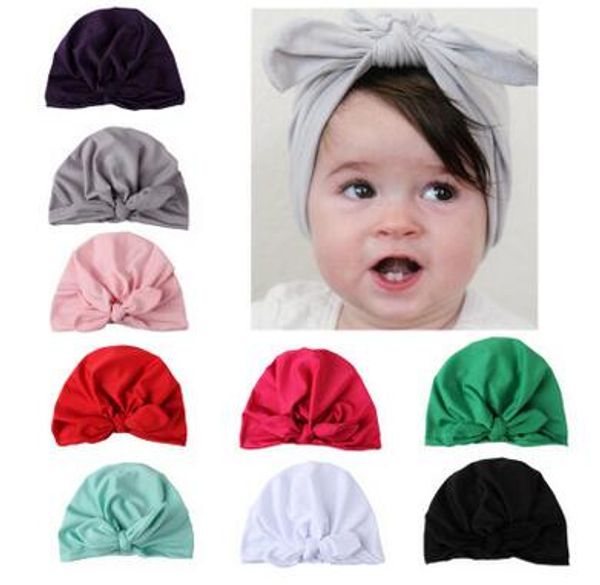 

new europe us baby hats bunny ear caps turban knot head wraps infant kids india hats ears cover childen milk silk beanie, Blue;gray