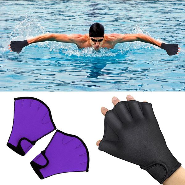 

1 pair swimming gloves aquatic fitness water resistance aqua fit paddle training fingerless gloves b2cshop
