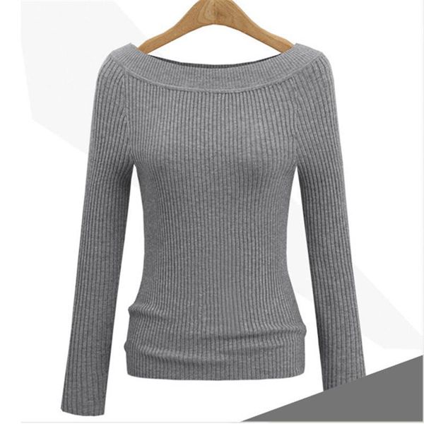 

autumn winter sweaters woman knitted luxury slim pullover sweater with long sleeve slash neck casual women cashmere sweaters clothing, White;black