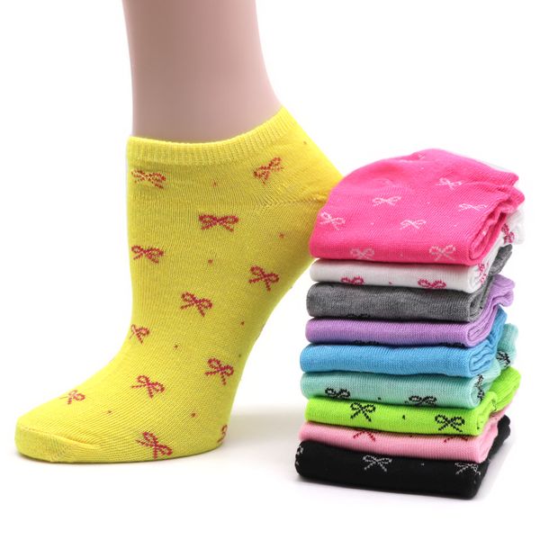 

10 пара женские носки короткие конфеты цвет точки симпатичные художественные носки женские тонкие лодыжки хлопковые смеси носки низкий вырез, Black;white