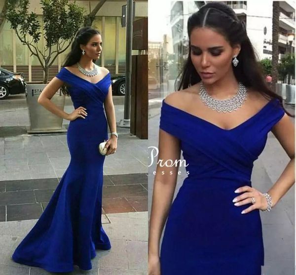 

простой королевский синий русалка вечерние платья с плеча сексуальные платья выпускного вечера длина пола плюс размер арабский вечернее плат, Black;red