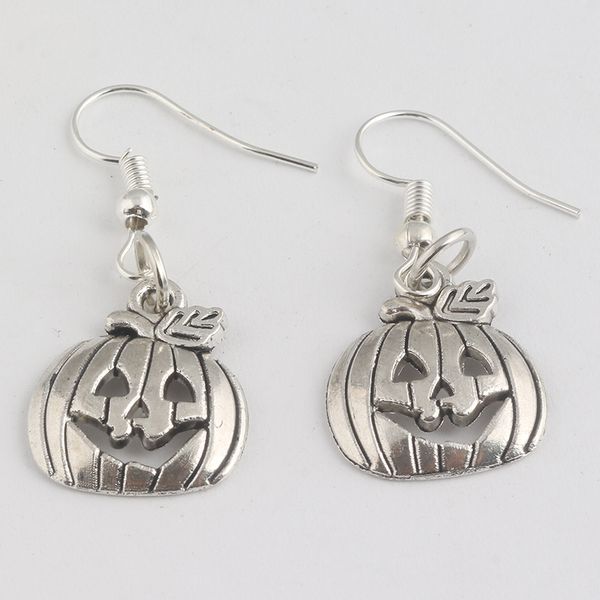 

новый творческий хэллоуин тыквы серьги серебряный цвет тыквы призрак серьги рыбы уха крюк античное серебро люстра для женщин девушки, Silver