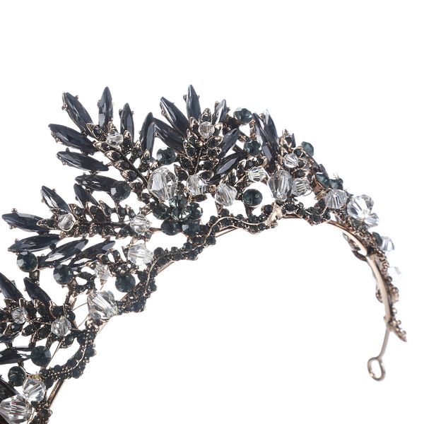

large crystal crown 2018 beads bridal tiaras rhinestone diadem pageant crown bride leaf headbands wedding hair accessories, White;golden
