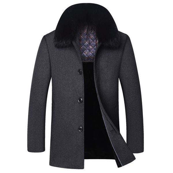 

2018 men's hair collar and woolen coat, Black
