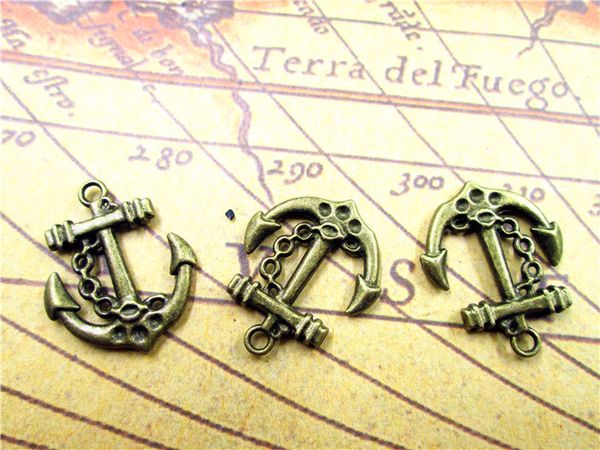 

45pcs--anchor charms, antique bronze anchor charm pendants 20x24mm, Bronze;silver