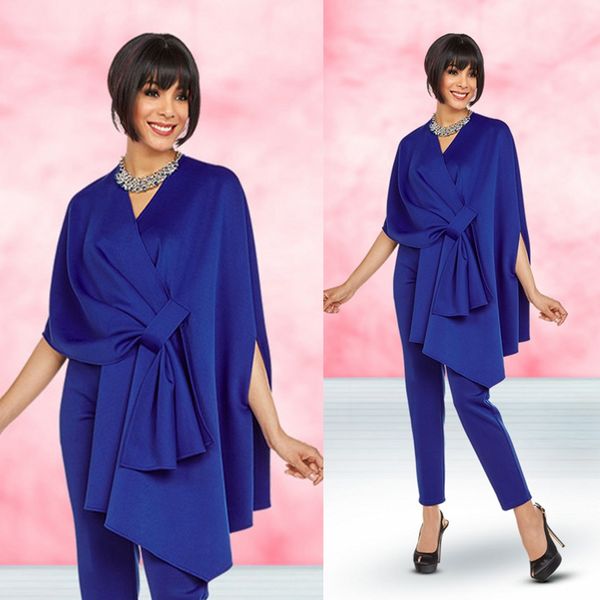 

синий мать свадебные брюки костюмы для свадьбы v шеи матери формальный наряд одежды половина длинным рукавом оборками формальные выпускного, Black;red