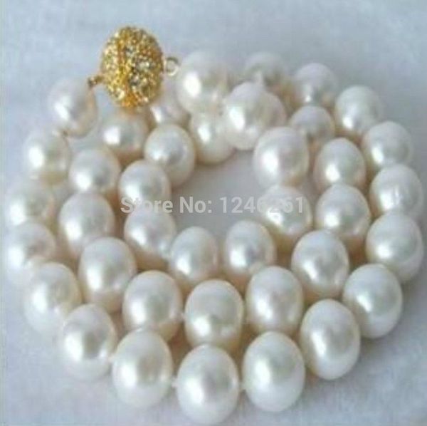 

huge 12mm south sea white shell pearl necklace rope chain beads jewelry making natural stone 18inch(minimum order1, Silver