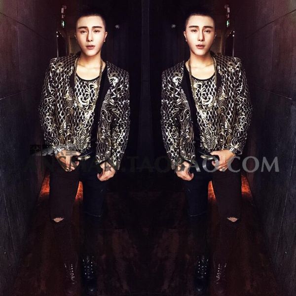 

new nightclub bar male singer dj fashion embroidery england court suit jackets men personalized costume suits size s-5xl, Black;brown