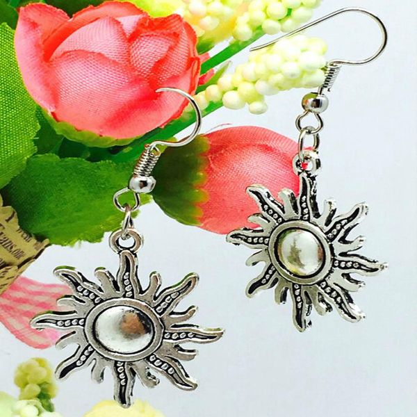 

горячие продажи сплава античное серебро солнце шарм мотаться серьги европа сша популярные творческие женские девушки ювелирные изделия аксес, Silver