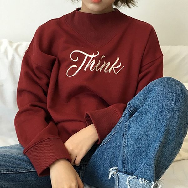 

kymakutu letter embroidery hoodies women fashion patchwork moletom feminino new spring sweatshirts all match sudaderas mujer, Black