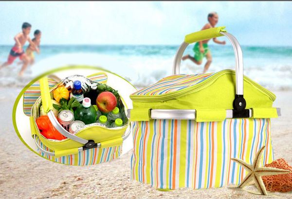 

portable folding picnic basket waterproof mini traveling fridge drink food cooler warmer box fruit fresh-keeping car incubator ice bags