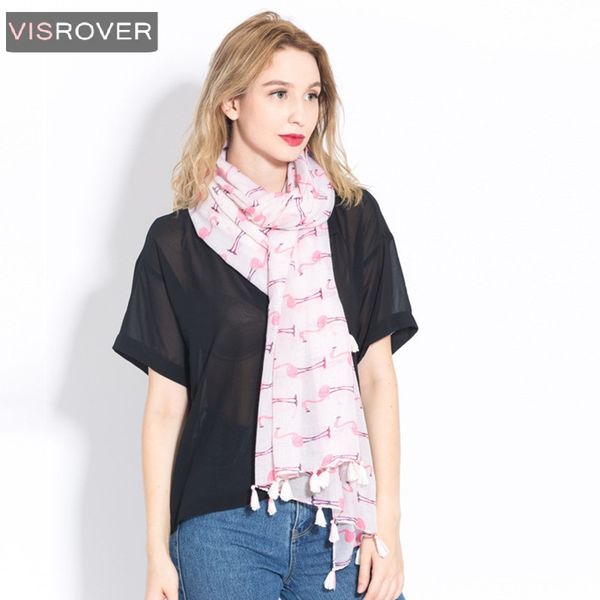 

visrover women hijab scarf fashion long summer flamingo scarf silk scarves shawl poncho tropical print with tassel beach cape