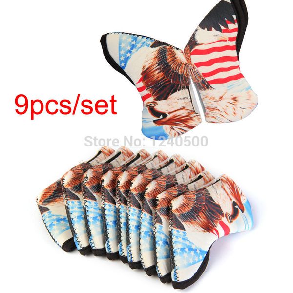 

9pcs/set duplex printing iron golf club headcovers wholesale