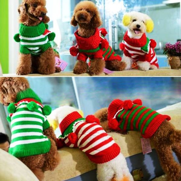 

pet одежда для собак рождества полосатого санта свитер платья зима теплые одежды для собак pet три цвета свитер собаки одежды