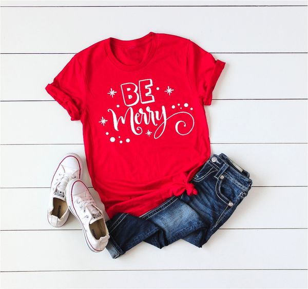 

be merry christmas shirt funny graphic star holiday party style grunge aesthetic red celebrate camisetas t-shirt quote tee, White