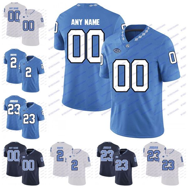 

custom north carolina tar heels unc 3 dominique ross 2 brown 24 antonio williams 53 malik carney white blue ncaa college football jerseys, Black;red