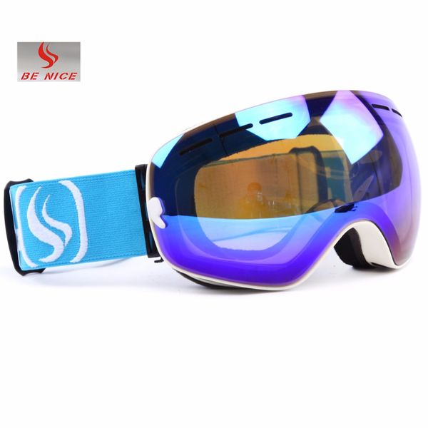 

benice skiing and snowboarding goggles double lens anti fog uv400 spherical ski glasses men women multicolor snow eyewear