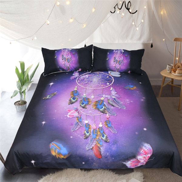 Romantic Purple Dreamcatcher Bedding Set Dreamlike Butterfly Duvet