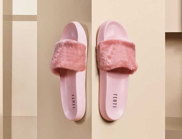 fenty slides fur pink