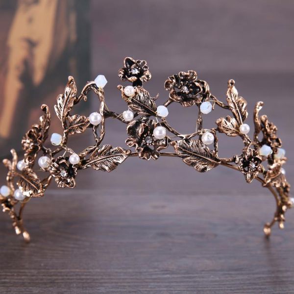 

bronze flower, diamond shaped crown ornaments, alloy pearl, beautiful bridal headwear, Silver