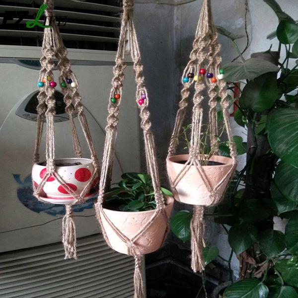 

wholesale-hand-woven macrame plant potting hanger flowerpot holder garden pot lifting rope string garden balcony plant product gb0041