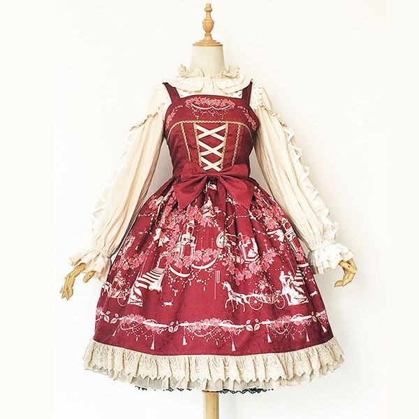 

champs elysees ~ sweet printed lolita jsk dress by infanta ~ pre-order, Black;red