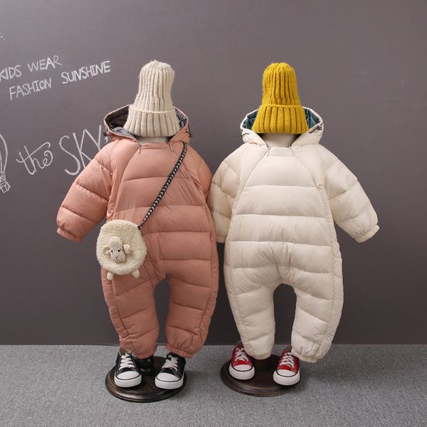 

baby girl winter coat kids warm jumpsuit children zipper infant puffer overall newborn romper suit clothing down jacket, Blue;gray