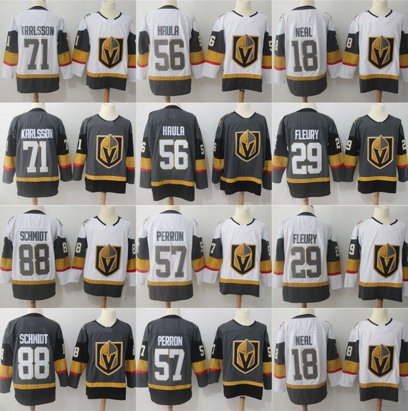 

88 Nate Schmidt 56 Erik Haula 18 James Neal 71 William Karlsson 57 David Perron Marc-Andre Fleury 2018 Vegas Golden Knights Hockey Jerseys