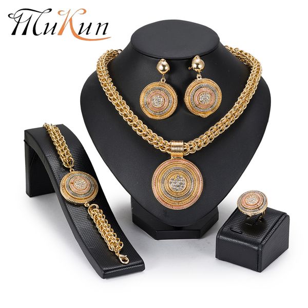 

mukun african beads jewelry set fashion big imitation crystal jewelry sets for women wedding ethiopian 2018 new, Silver