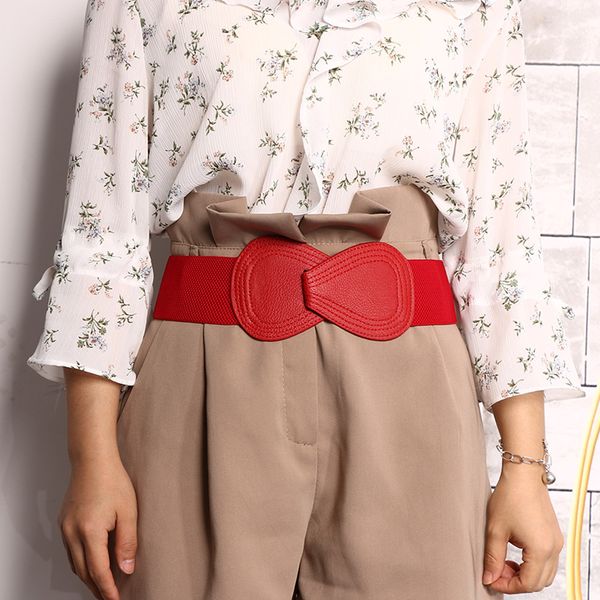 

1pc fashion girdle belts accessories ladies women elastic artificial wide hook bowknot waist hip white belt stretch leather, Black;brown