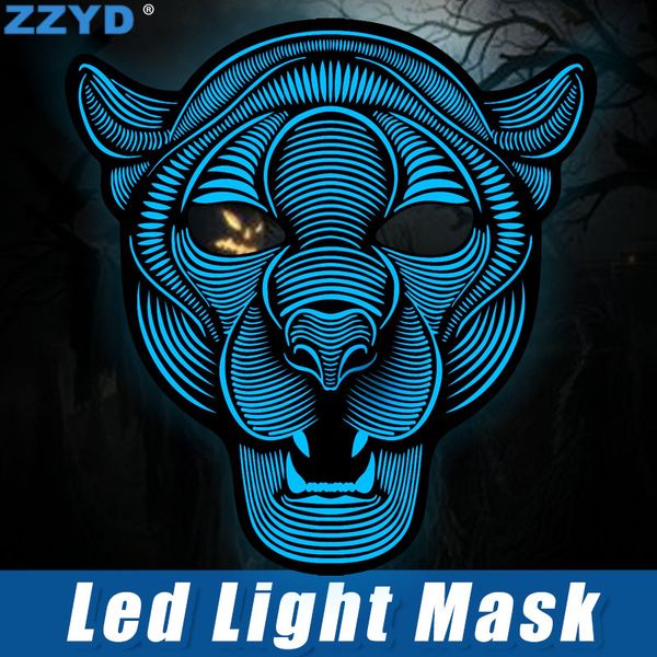 

zzyd led mask halloween cosplay el mask sound control creative cold light masquerade portable flexible with many style mask