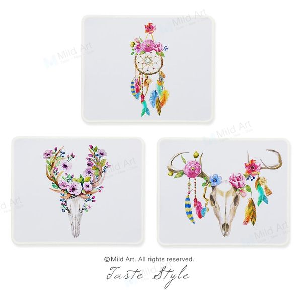 

nordic watercolor bull skull dream catcher feather flower prints creative girls gift pc lapgaming computer mouse pad mat set