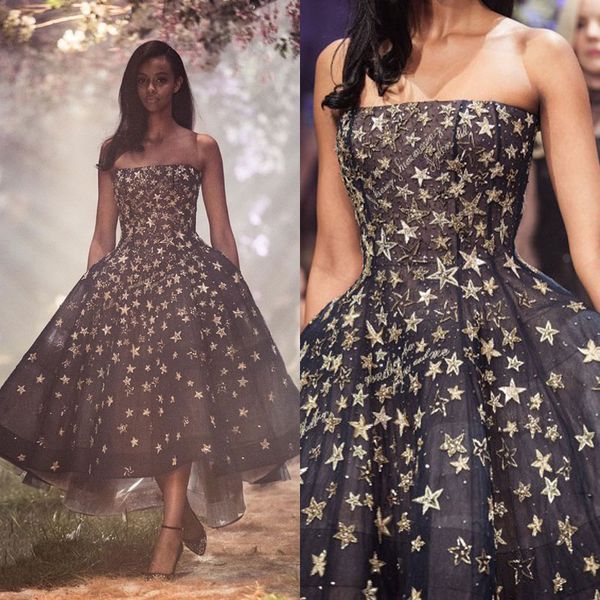 

paolo sebastian 2018 black prom dresses strapless neck appliqued beads formal party gowns vestidos de fiesta a line evening dress