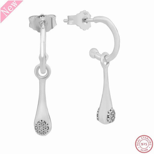 

2018 autumn collection 925 sterling silver modern lovepods hoop earrings for women jewelry feature stone-studded droplets fle131, Golden;silver
