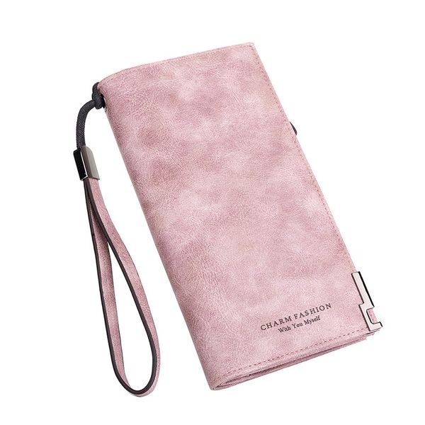 

2018 new fashion women wallets solid color nubuck leather zipper wallet women's long design purse two fold more color clutch bag, Red;black