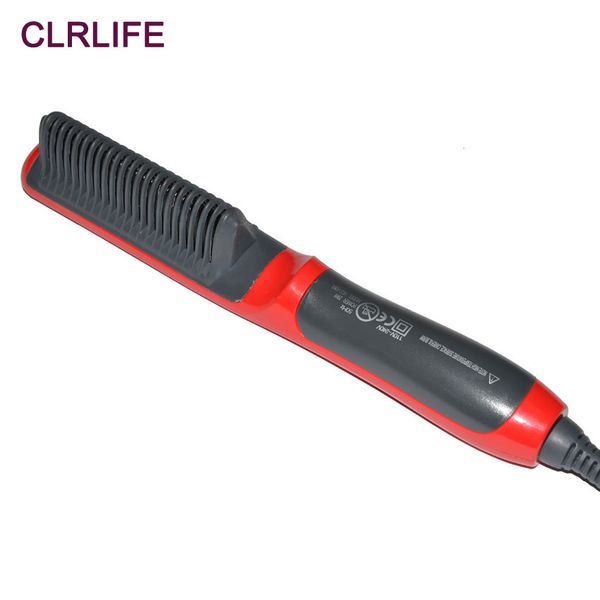 

clrlife electric hair straightener comb smooth ceramic hair straightening brush flat iron fast straightener beauty tools, Black