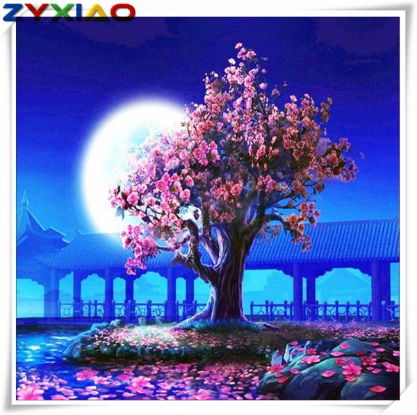 Sakura Tree Full Drill DIY 5D Diamond Painting Embroidery Cross Stitch Kit Decor