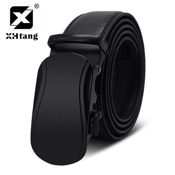 

xhtang genuine leather belts for men automatic male belts cummerbunds leather belt men dropshipping black 110cm-130cm, Black;brown
