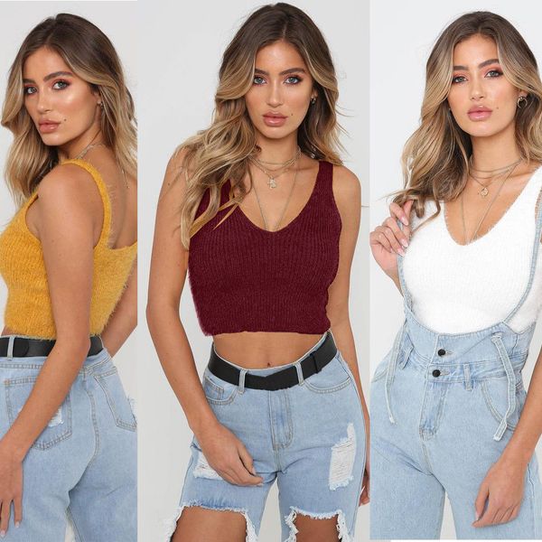 

new summer women casual vest sleeveless crop short camis, White