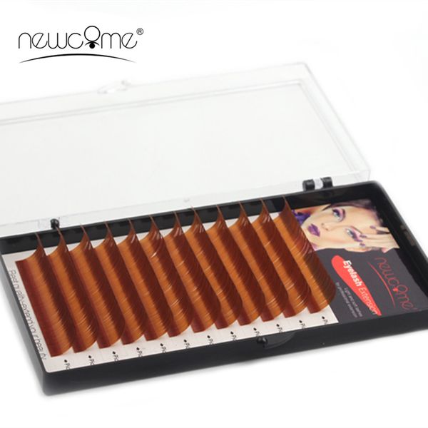 

1 tray long brown eyelash extensions natural mink silk lashes c/d curl 0.07 0.10mm eye lash extension