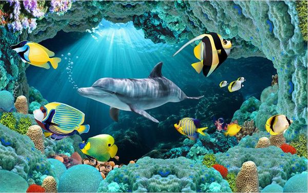 papel de parede para paredes Underwater World 3D piso telhas personalizados murais de fotos